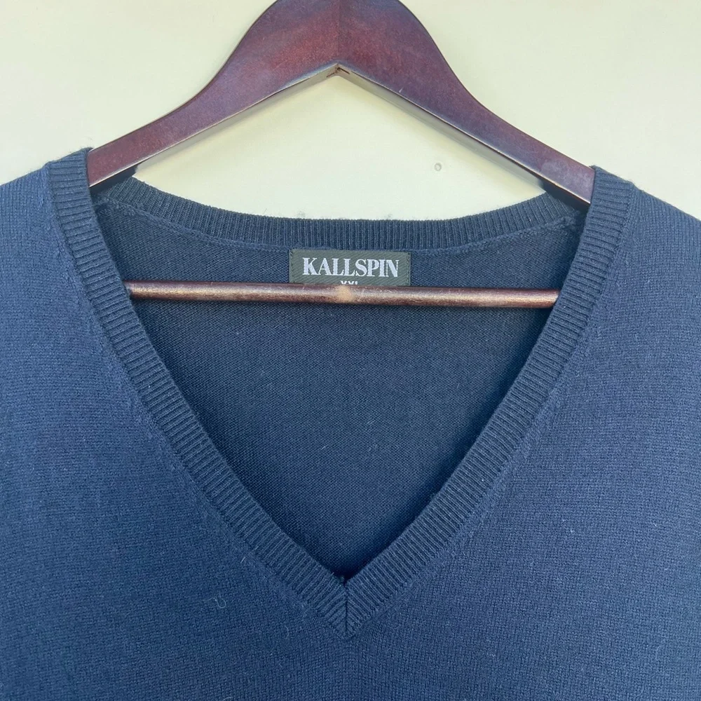Kallspin Men’s Navy Blue Vest‎ Wool Cashmere Blend Size XXL